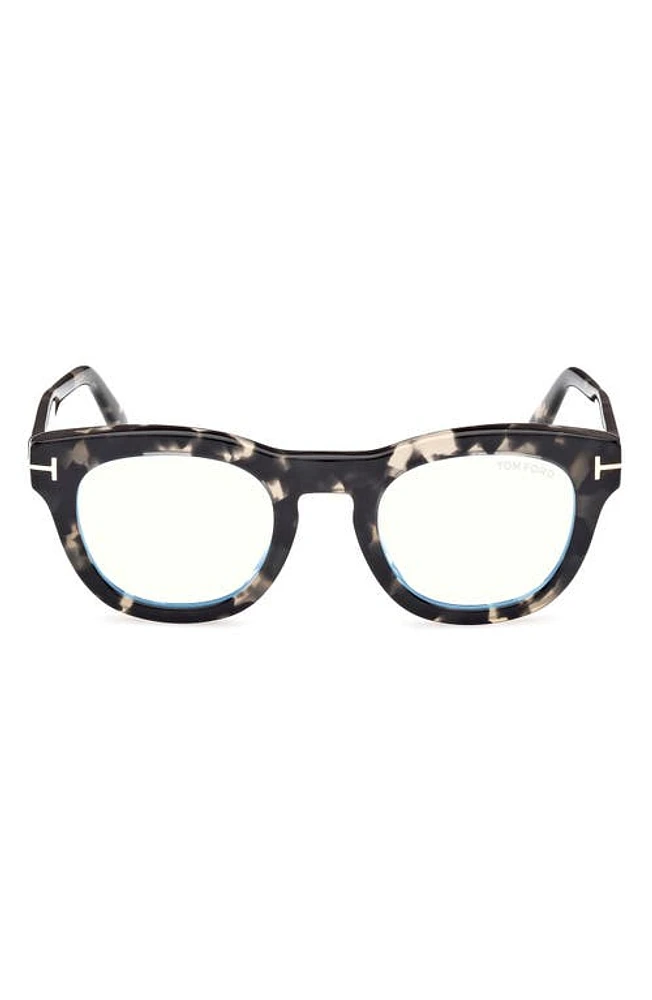 TOM FORD 49mm Square Blue Light Blocking Glasses in Black/other at Nordstrom