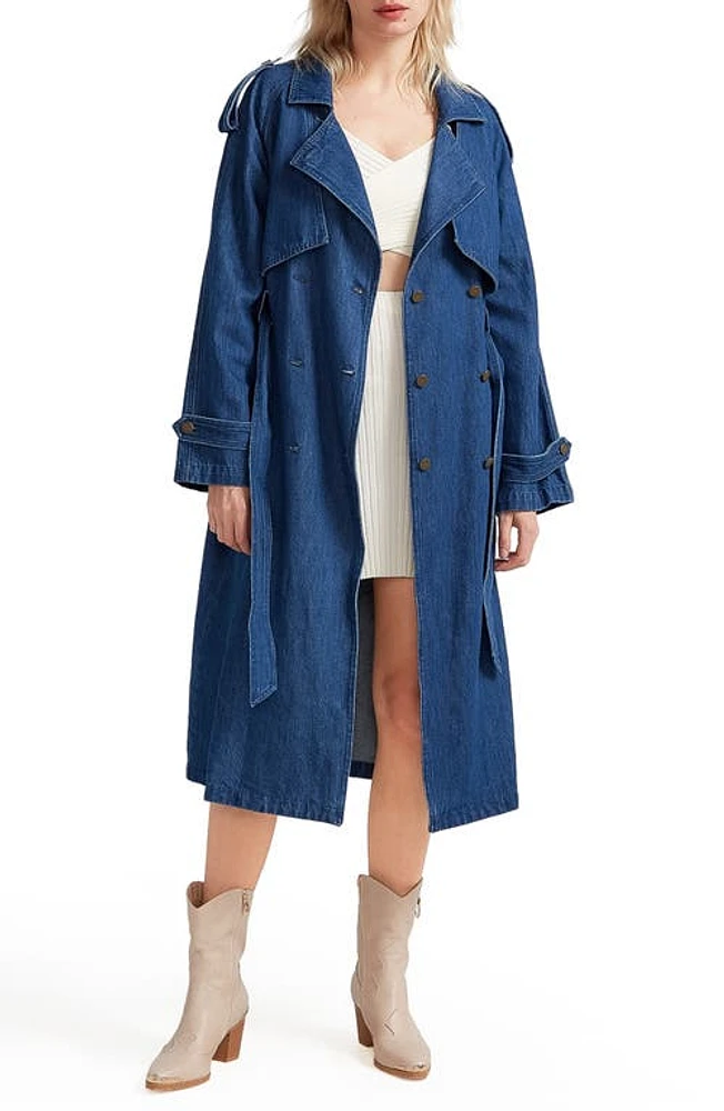 BELLE AND BLOOM Wild Skies Denim Trench Coat Mid at Nordstrom,