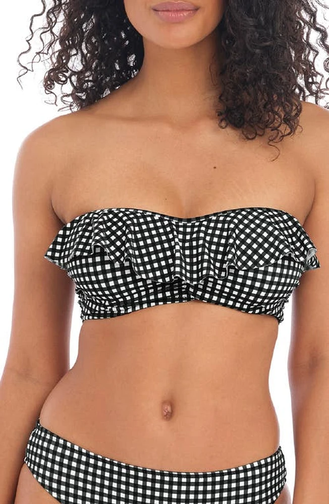 Freya Check Underwire Bandeau Bikini Top Monochrome at Nordstrom,