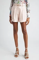 Zimmermann Matchmaker Pleat Front Linen Shorts Blush at Nordstrom,