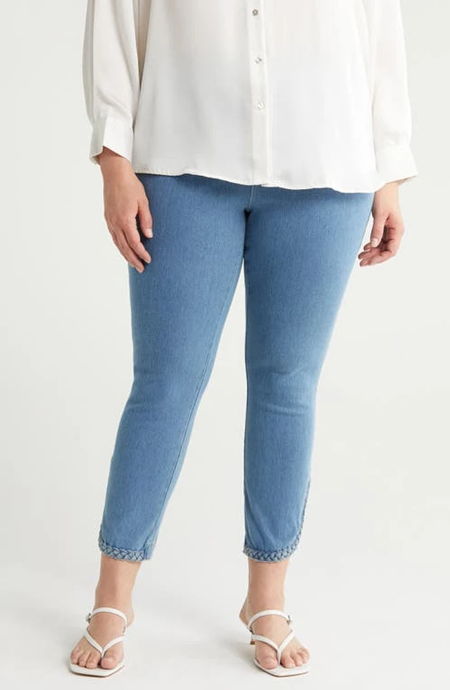 Lyssé Happy Hour Braided Crop Jeans in Bleached Blue at Nordstrom, Size 2X