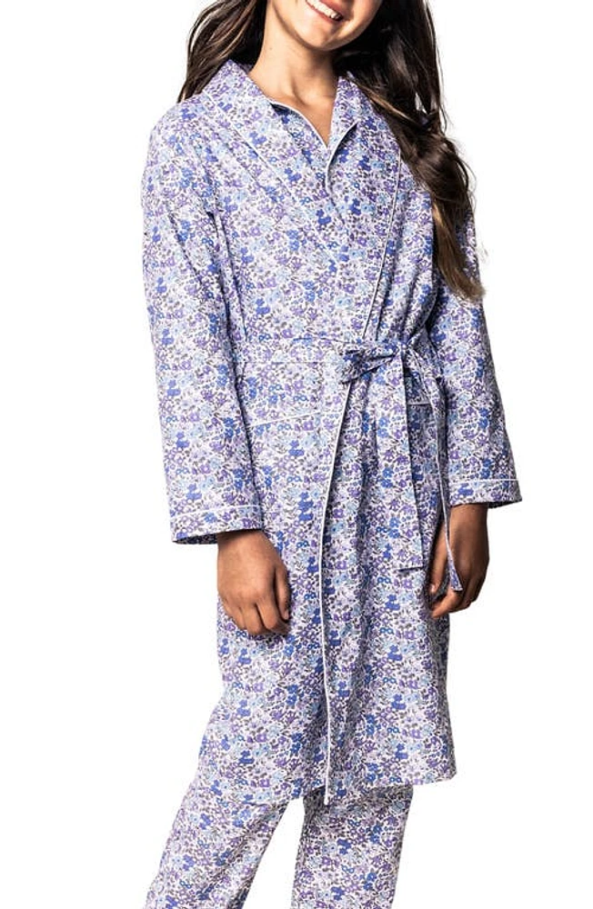 Petite Plume Kids' Fleur Dazur Cotton Blend Robe Blue at Nordstrom,