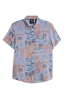 Rip Curl Kids' Lost Islands Tile Short Sleeve Button-Up Shirt Multico at Nordstrom,