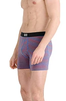 SAXX Ultra Super Soft Relaxed Fit Boxer Briefs in Micro Stripe- Coral Pop at Nordstrom, Size Small