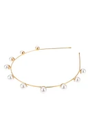 Ettika Imitation Peal Studded Headband in Gold at Nordstrom