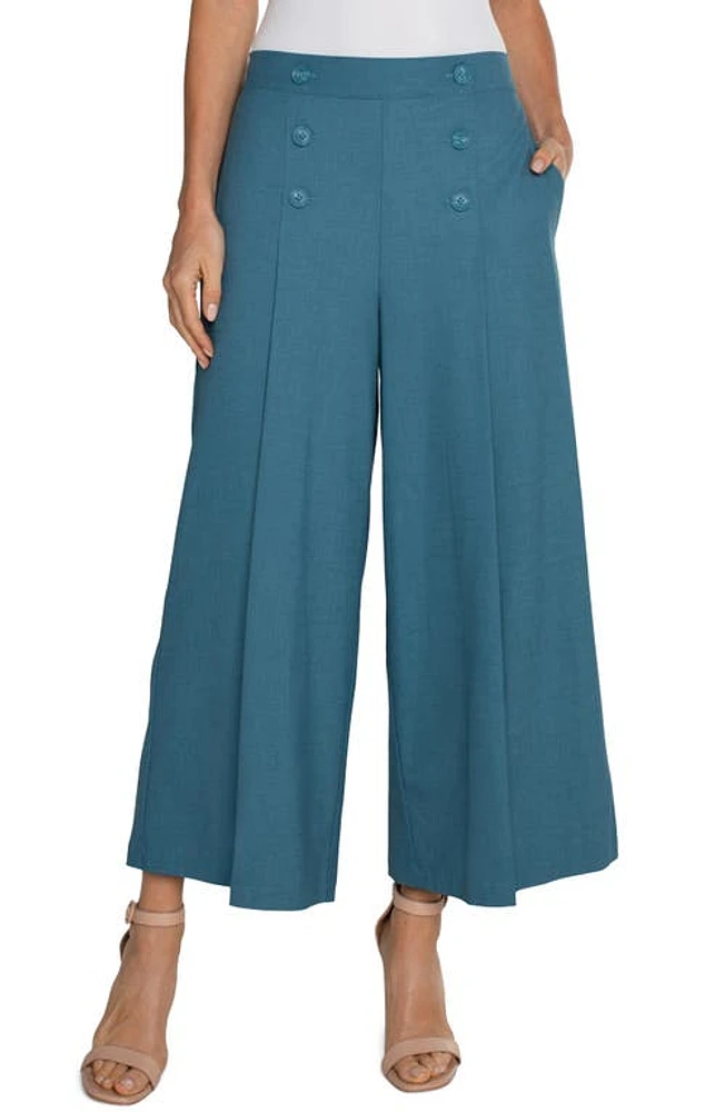 Liverpool Los Angeles Sailor Pleated Wide Leg Pants Ocean Blue at Nordstrom,