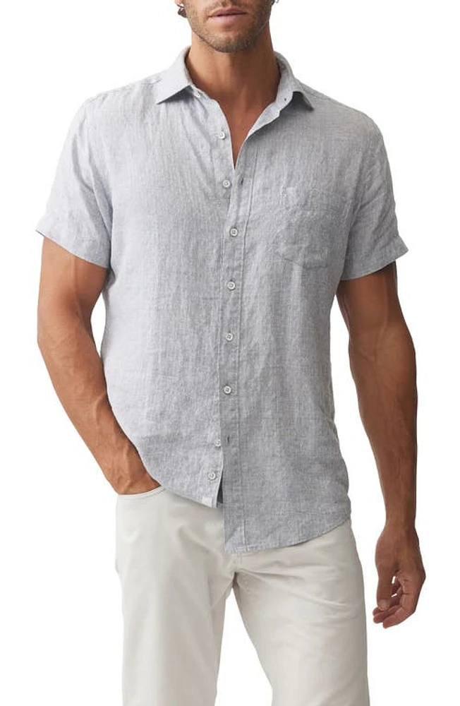 Rodd & Gunn Scotland Street Short Sleeve Linen Dobby Button-Up Shirt Stone at Nordstrom,