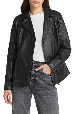 Schott NYC Long Leather Moto Jacket Black at Nordstrom,