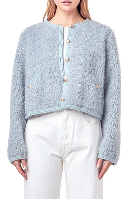 English Factory Bouclé Cardigan Jacket Slate at Nordstrom,