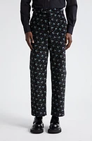 Bode Chicory Floral Cotton Straight Leg Pants Black Blue at Nordstrom,