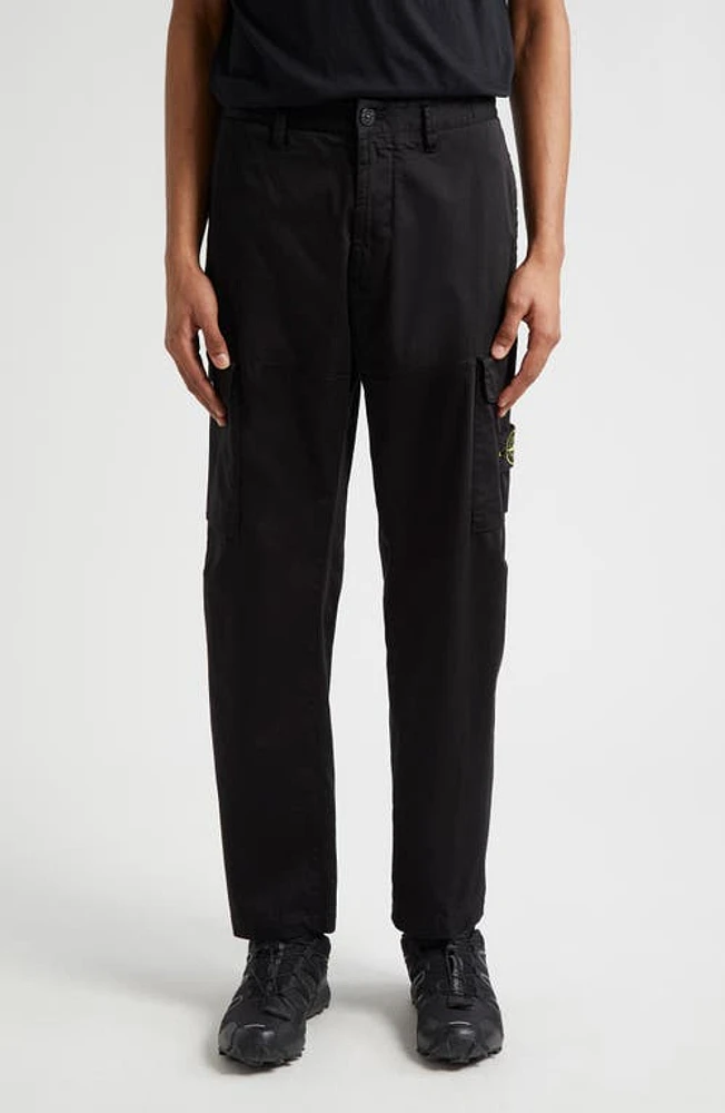 Stone Island 319F1 Ghost Weatherproof Cotton Canvas Cargo Pants Black at Nordstrom,