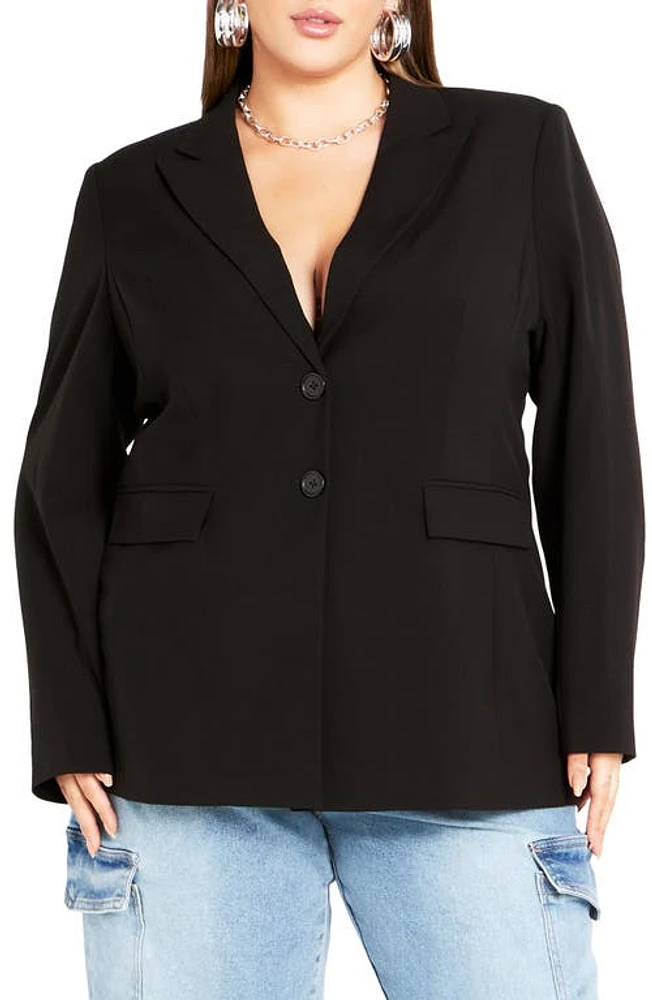 City Chic Jazmin Lace-Up Open Back Jacket in Black at Nordstrom