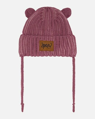 Deux Par Deux Baby Girl's Baby Knit Hat With Ears Mauve at Nordstrom