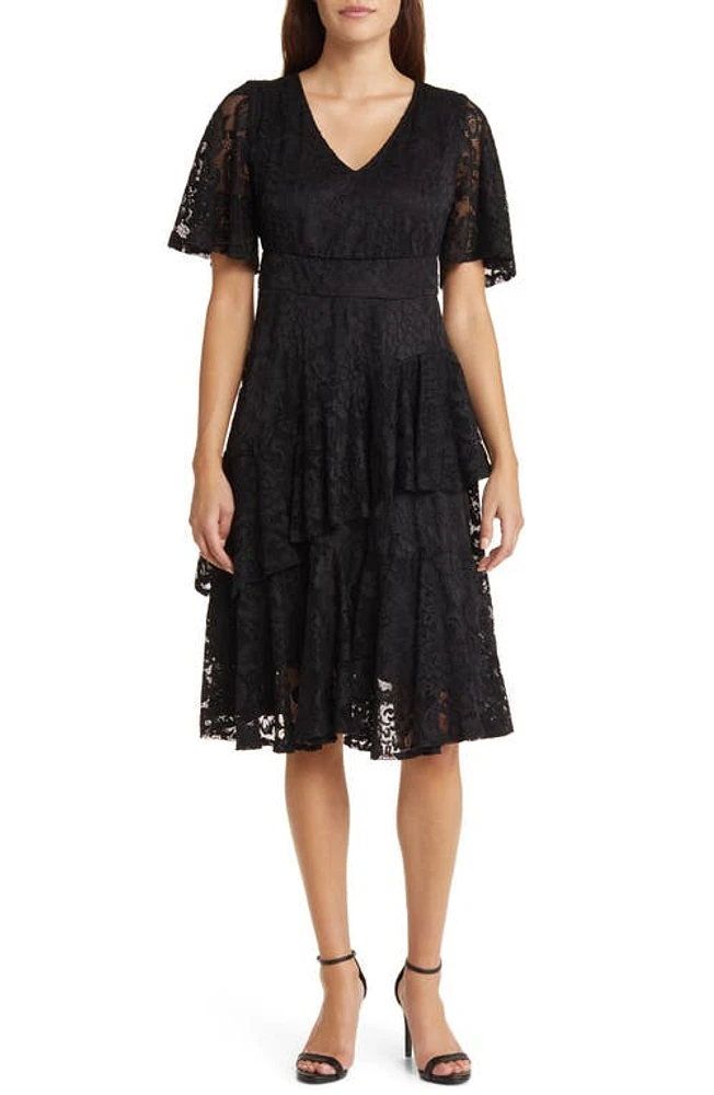 Kiyonna Lace Affair Cocktail Dress Onyx at Nordstrom,