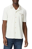 PAIGE Roan Short Sleeve Knit Button-Up Shirt in Luminite /White Dunes at Nordstrom, Size X-Large