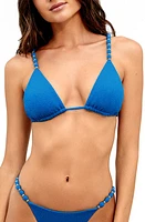 ViX Swimwear Firenze Beaded Bikini Top in Blue Ocean at Nordstrom, Size Medium