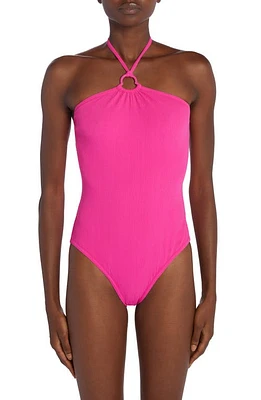 Moncler Halter One-Piece Swimsuit Fuchsia Fedora at Nordstrom,