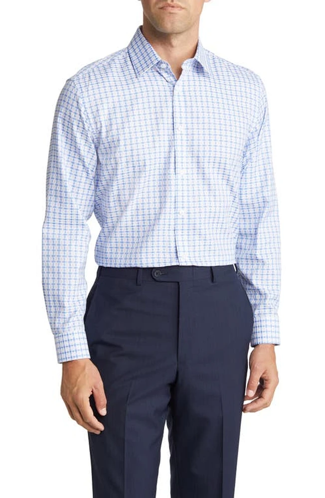 DANIEL HECHTER Trim Fit Plaid Dress Shirt Blue at Nordstrom