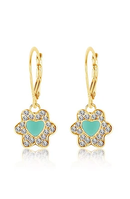 Chanteur Kids' Heart Flower Drop Earrings in Mint Green at Nordstrom