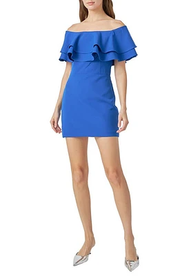 Endless Rose Ruffle Off the Shoulder Minidress Blue at Nordstrom,