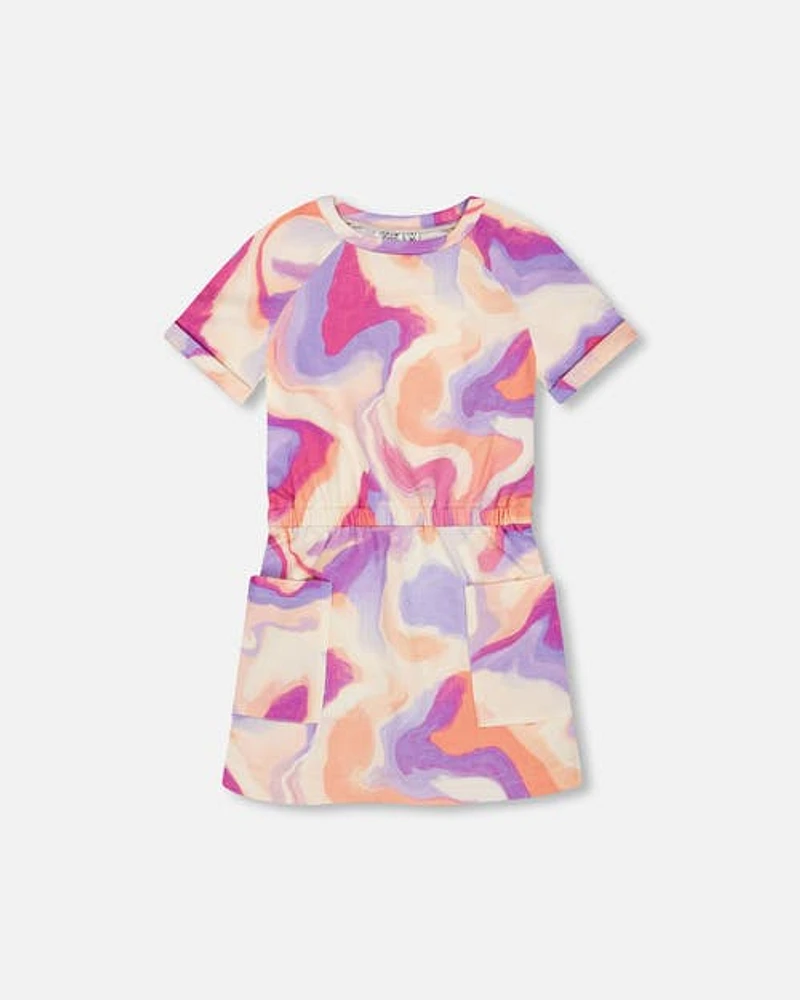 Deux Par Deux Girl's French Terry Dress Multico Swirl Print at Nordstrom