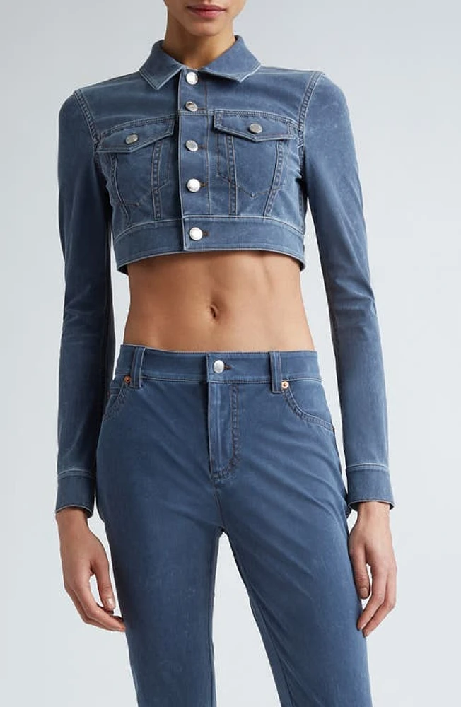 Alexander Wang Crop Denim Trucker Jacket Dark Night at Nordstrom,