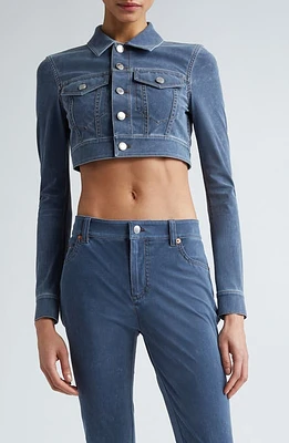 Alexander Wang Crop Denim Trucker Jacket Dark Night at Nordstrom,