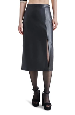 Steve Madden Amarilla Faux Leather Midi Skirt Black at Nordstrom,