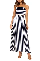 Petal & Pup Elijah Stripe Tube Top & Maxi Skirt Set in Navy/White at Nordstrom, Size Small