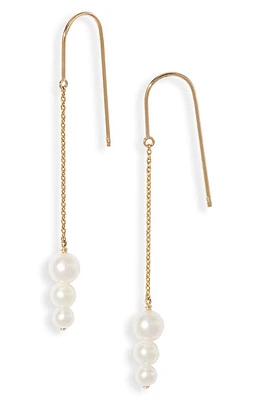 Poppy Finch Cultured Pearl Threader Earrings in 14Kyg at Nordstrom