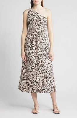 Rails Selani Floral One-Shoulder Midi Dress Russet at Nordstrom,