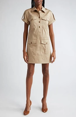 Veronica Beard Lucca Utility Shirtdress Pebble Khaki at Nordstrom,