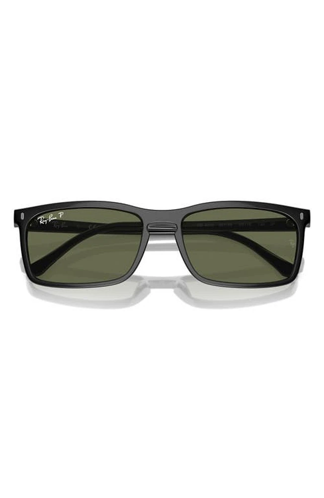 Ray-Ban 59mm Polarized Rectangular Sunglasses in Black at Nordstrom