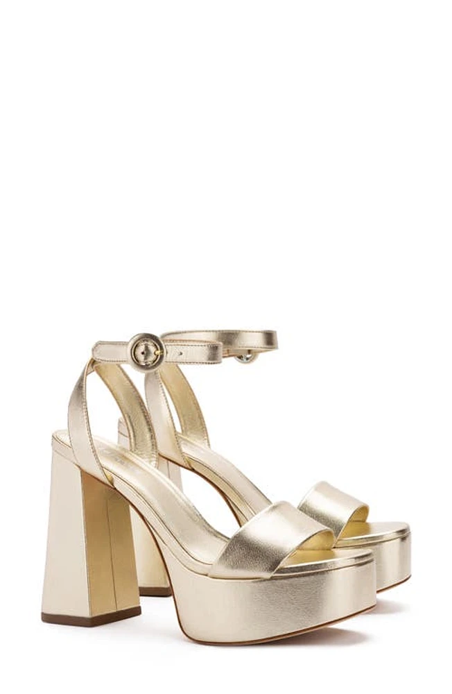 Larroudé Dolly Ankle Strap Platform Sandal Platina at Nordstrom,