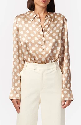 CAMI NYC Ursula Polka Dot Long Sleeve Silk Bodysuit Macro at Nordstrom,