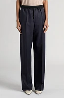 Bottega Veneta Subtle Stripe Wool Herringbone Pull-On Pants Black/Blue Melange at Nordstrom,