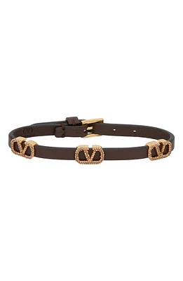 Valentino Garavani Signature VLOGO Leather Bracelet in K4D Fondant/Smoked Topaz at Nordstrom