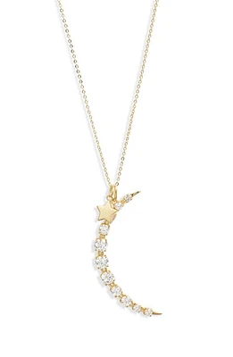 Melinda Maria What Dreams are Made Of Crescent Charm Necklace in Gold/white Diamondettes at Nordstrom