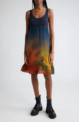 R13 Tie Dye Cupro Tank Slipdress Blue Tie-Dye Print at Nordstrom,