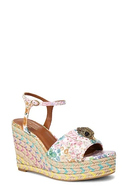 Kurt Geiger London x Floral Couture Kensington Espadrille Ankle Strap Platform Wedge Sandal Beige Multi at Nordstrom,