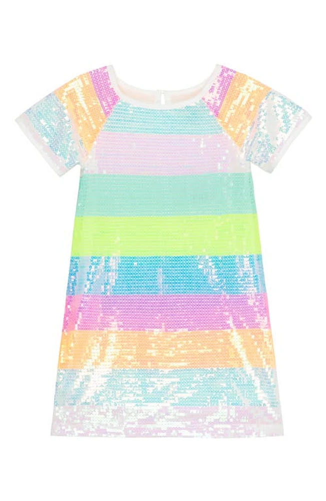 Peek Aren'T You Curious Kids' Sequin Stripe Dress in White Stripe at Nordstrom, Size 4-5