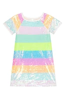 Peek Aren'T You Curious Kids' Sequin Stripe Dress in White Stripe at Nordstrom, Size 4-5