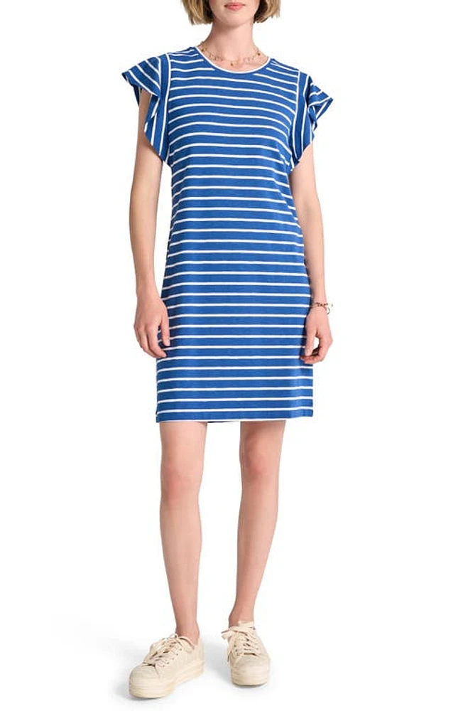 Hatley Carlie Stripe Flutter Sleeve Shift T-Shirt Dress Blue Quartz at Nordstrom,