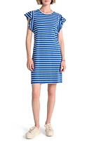 Hatley Carlie Stripe Flutter Sleeve Shift T-Shirt Dress Blue Quartz at Nordstrom,