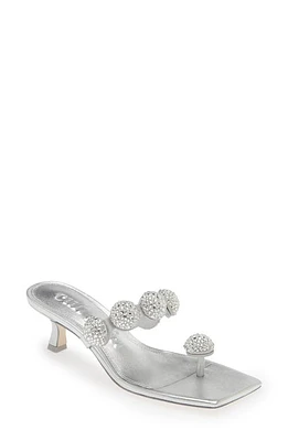 Cult Gaia Sarina Crystal Embellished Toe Post Kitten Heel Sandal Silver at Nordstrom,