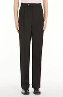 SPORTMAX Low Rise Cuff Wool Trousers Black at Nordstrom,