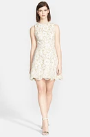 Alice + Olivia 'Leann' Lace Fit & Flare Dress in Ivory/tan at Nordstrom, Size 6