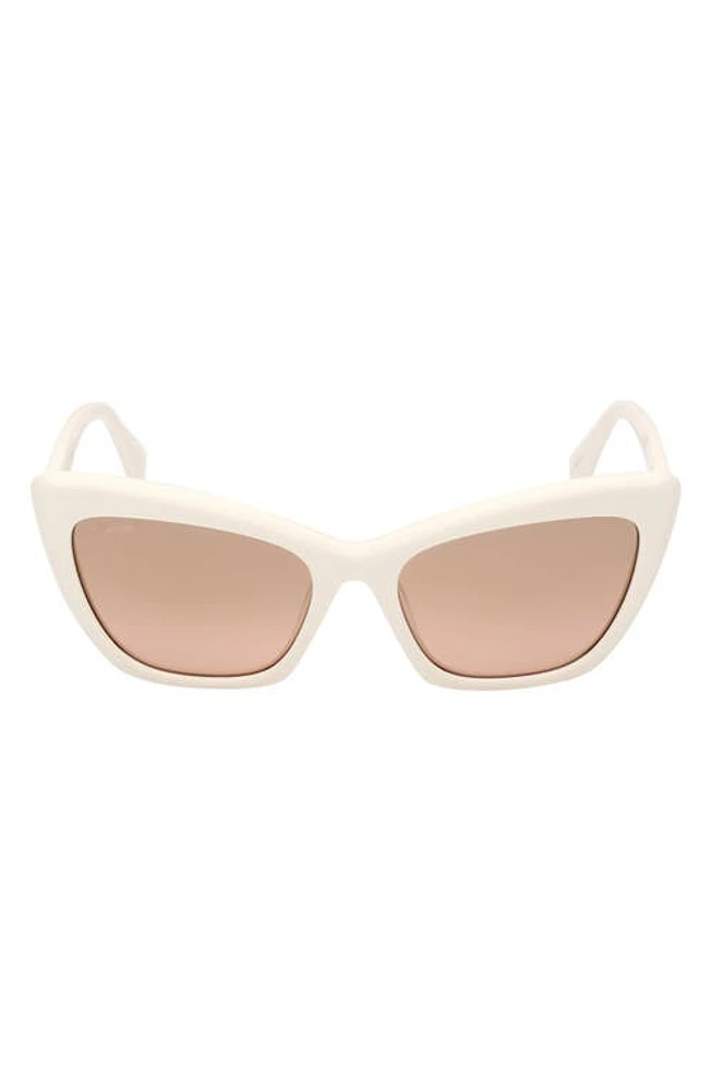 Max Mara 57mm Cat Eye Sunglasses in White /Brown Mirror at Nordstrom