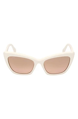 Max Mara 57mm Cat Eye Sunglasses in White /Brown Mirror at Nordstrom