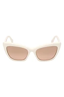 Max Mara 57mm Cat Eye Sunglasses in White /Brown Mirror at Nordstrom